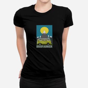 Busfahrer Retro Frauen Tshirt Sonnenuntergang & Fahrzeugdesign - Seseable