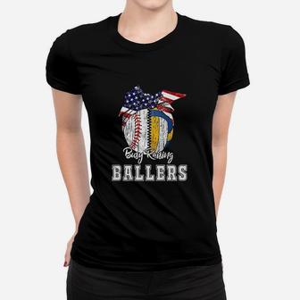 Busy Raising Ballers Baseball Volleyball Volleyball Mom Ladies Tee - Seseable