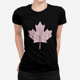 Canada Pride Vintage Style Maple Leaf Ladies Tee - Seseable
