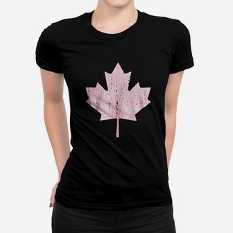 Canada Pride Vintage Style Retro Maple Leaf Ladies Tee - Seseable