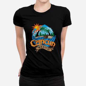 Cancun Mexico Beach Palm Tree Party Destination Ladies Tee - Seseable