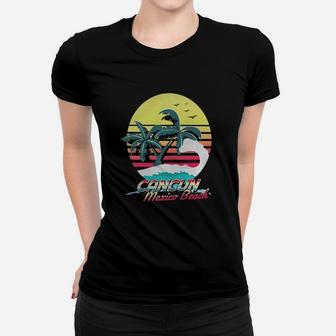 Cancun Mexico Beach T Shirt 80's Retro Art Gifts Ladies Tee - Seseable