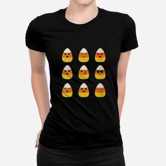 Candy Corn Emoticon Funny Halloween Costume Gift Ladies Tee | Seseable CA