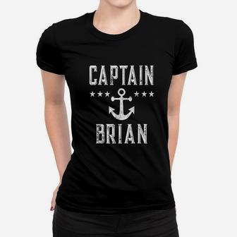 Captain Brian Vintage Personalized Pirate Boat Party Barge Ladies Tee - Seseable