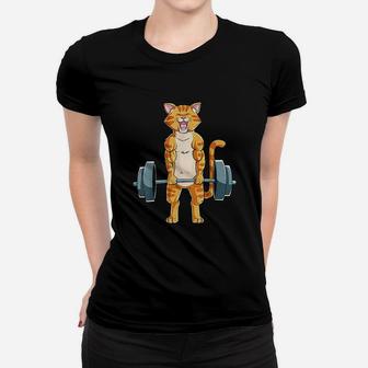 Cat Deadlift Powerlifting Gym Lifting Weights Ladies Tee - Seseable