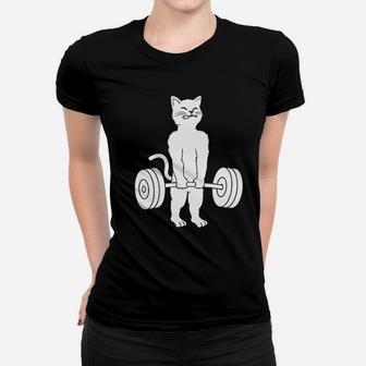Cat Deadlift Powerlifting Kitty Muscle Cat Ladies Tee - Seseable