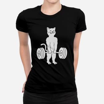 Cat Deadlift Powerlifting Kitty Muscle Cat Women T-shirt - Seseable