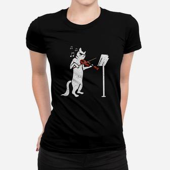 Cat Playing Violin Funny Musical Instrument Violin Pets Gift Ladies Tee - Seseable