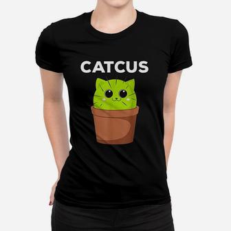 Catcus Funny Cat Pun Gift For Cat Moms Ladies Tee - Seseable