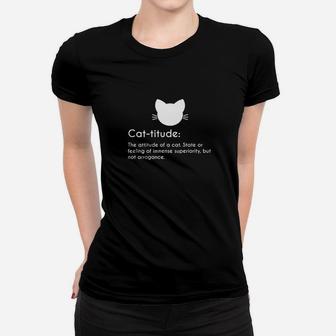 Cattitude Definition Cat Lover Funny Cute Funny Pun Ladies Tee - Seseable