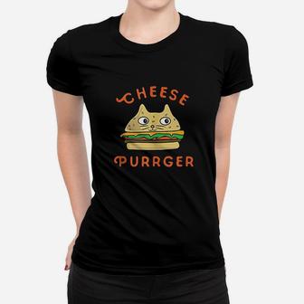 Cheeseburger Cat Purrburger Kitten Hamburger Burger Lover Ladies Tee - Seseable