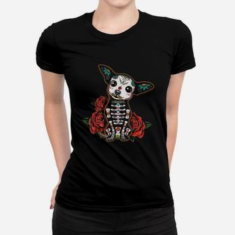 Chihuahua Funny Skeleton Dogs Ladies Tee - Seseable