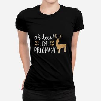 Christmas Announcement Oh Deer Im Preg Nant Ladies Tee - Seseable