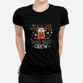 Christmas Boo Boo Crew Reindeer Nurse Buffalo Plaid Nurse Ladies Tee - Seseable