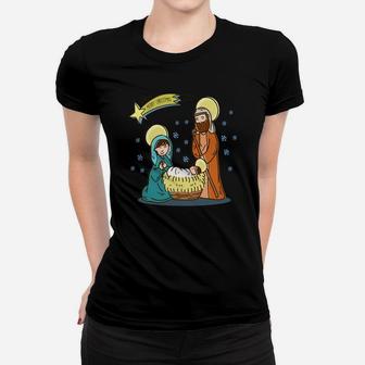 Christmas Nativity Scene T Shirts | Christmas Shirt Ladies Tee - Seseable