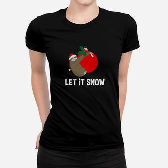Christmas Sloth Let It Snow Holiday Gift Ladies Tee - Seseable