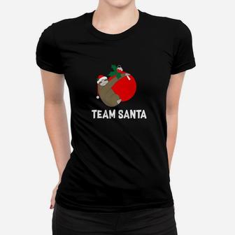 Christmas Sloth Team Santa Holiday Gift Ladies Tee - Seseable