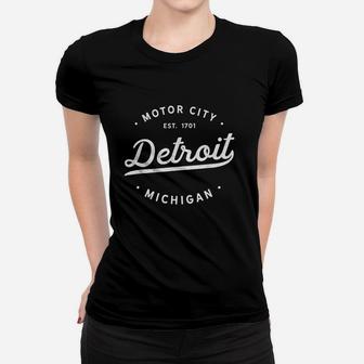 Classic Retro Vintage Detroit Michigan Motor City Ladies Tee - Seseable