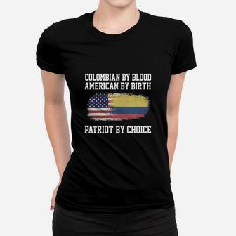 Colombian By Blood American By Birth Patriot Tshirt Ladies Tee - Seseable