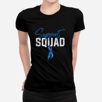 Colon Awareness Support Squad Blue Ribbon Ladies Tee - Seseable