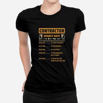Contractor Hourly Rate Price Chart Labor Funny Gift Handyman Ladies Tee - Seseable