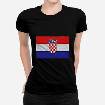 Croatia Flag Vintage Style Retro Croatian Women Football Jersey Ladies Tee - Seseable
