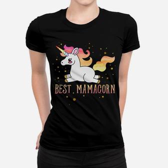 Cute Best Mama Unicorn Watercolor Gold Mom Ladies Tee - Seseable