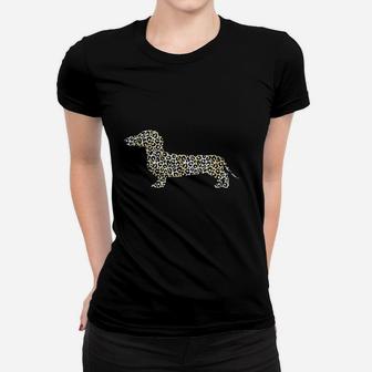 Cute Dachshund Dog In Leopard Print Ladies Tee - Seseable
