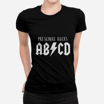 Cute Funny Gift For Teachers Abcd Rock Preschool Rocks Ladies Tee - Seseable
