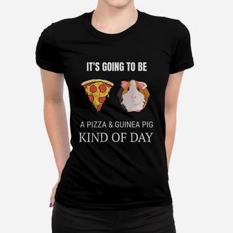 Cute Funny Guinea Pig Lover Pizza Lover Graphic Ladies Tee - Seseable