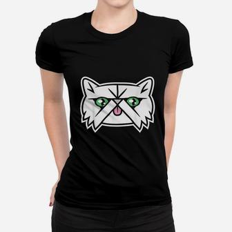 Cute Smooshed Face Persian Cat With Green Eyes Graphic Ladies Tee - Seseable