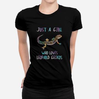 Cute Watercolor Lizard Just A Girl Who Loves Leopard Geckos Ladies Tee - Seseable