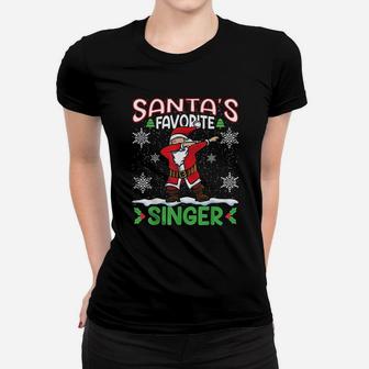Dab Santas Favorite Singer Christmas Santa Dabbing Ladies Tee - Seseable