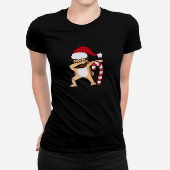 Dabbing Pug Shirt Christmas Pug Dog Santa Ladies Tee - Seseable