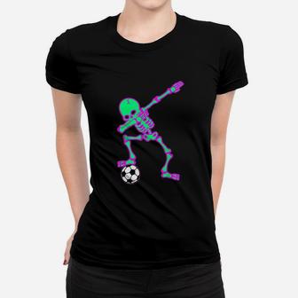 Dabbing Skeleton Soccer Halloween Dab Ladies Tee - Seseable
