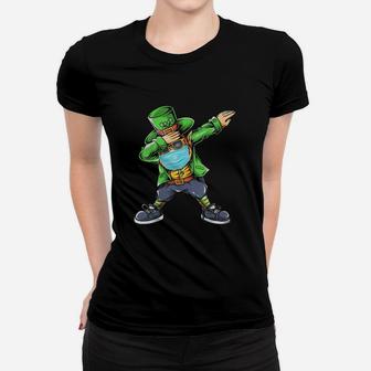 Dabbing St Patrick Day Bearded Man In Glasses And Hat Ladies Tee - Seseable