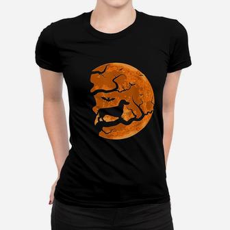 Dachshund And Moon Halloween Dachshund Lovers Cute Gift Ladies Tee - Seseable