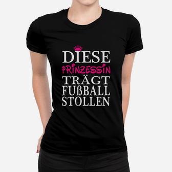 Damen Fußball Frauen Tshirt Prinzessin mit Fußballstollen, Kronen-Design - Seseable