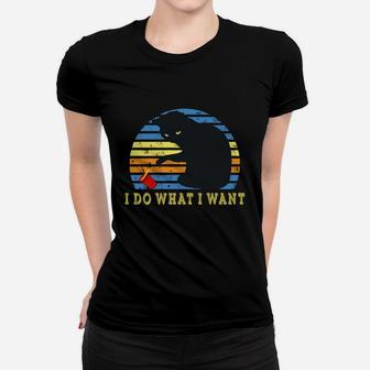 Do What I Want Black Cat Red Cup Ladies Tee - Seseable