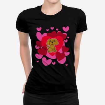 Dog Love Puppy Valentines Day Romantic Hearts Ladies Tee - Seseable