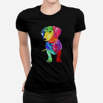Dog Lover Gifts Dachshund For Colorful Weiner Dog Ladies Tee - Seseable