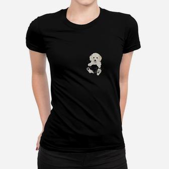 Dog Lovers Gifts White Poodle In Pocket Funny Dog Face Ladies Tee - Seseable