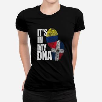 Dominican And Colombian Mix Dna Flag Heritage Gift Women T-shirt - Seseable