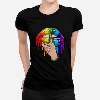 Dripping Rainbow Lips Hand Gay Pride Lgbt Ladies Tee - Seseable