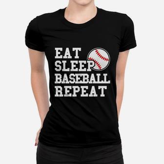 Eat Sleep Baseball Repeat Funny Baseball Player Women T-shirt - Seseable