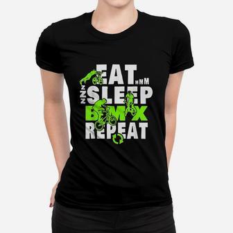 Eat Sleep Bmx Repeat Funny Bicycle Gift Motocross Ladies Tee - Seseable