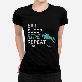 Eat Sleep Ride Horses Repeat Horseback Riding Women T-shirt - Seseable