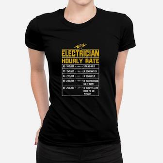 Electrician Funny Hourly Rate Electrician Dad Ladies Tee - Seseable