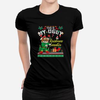 English Bulldog Snow Gifts This Is My Ugly Christmas Sweater Ladies Tee - Seseable