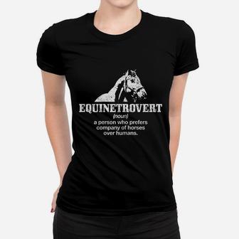 Equinetrovert Definition Funny Horse Riding Horse Gift Ladies Tee - Seseable